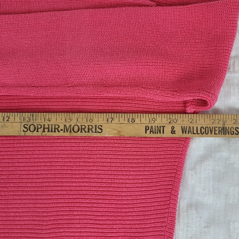 Tommy Bahama boatneck long sleeve ribbed cotton blend hot pink sweater beach PS - Picture 5 of 10